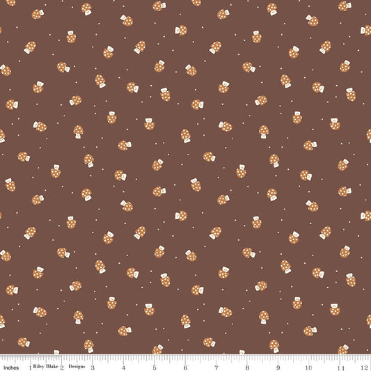Faraway Kingdom Mushroom Cheer Cocoa Fabric by the Yard or Fat Quarter | Riley Blake Designs - Ray of Sonshine Design