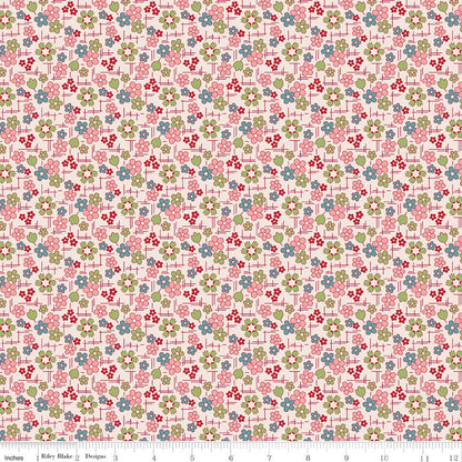 Farmer's Daughter Daisy Coral Fabric by the Yard or Fat Quarter - Lori Holt for Riley Blake Designs - Ray of Sonshine Design