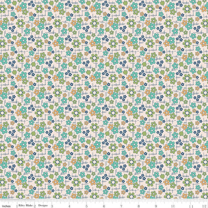 Farmer's Daughter Daisy Sea Glass Fabric by the Yard or Fat Quarter - Lori Holt for Riley Blake - Ray of Sonshine Design