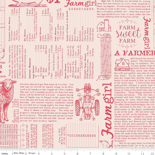 Farmer's Daughter Farm Life Background Tea Rose Riley Blake Fabric by the Yard - Ray of Sonshine Design