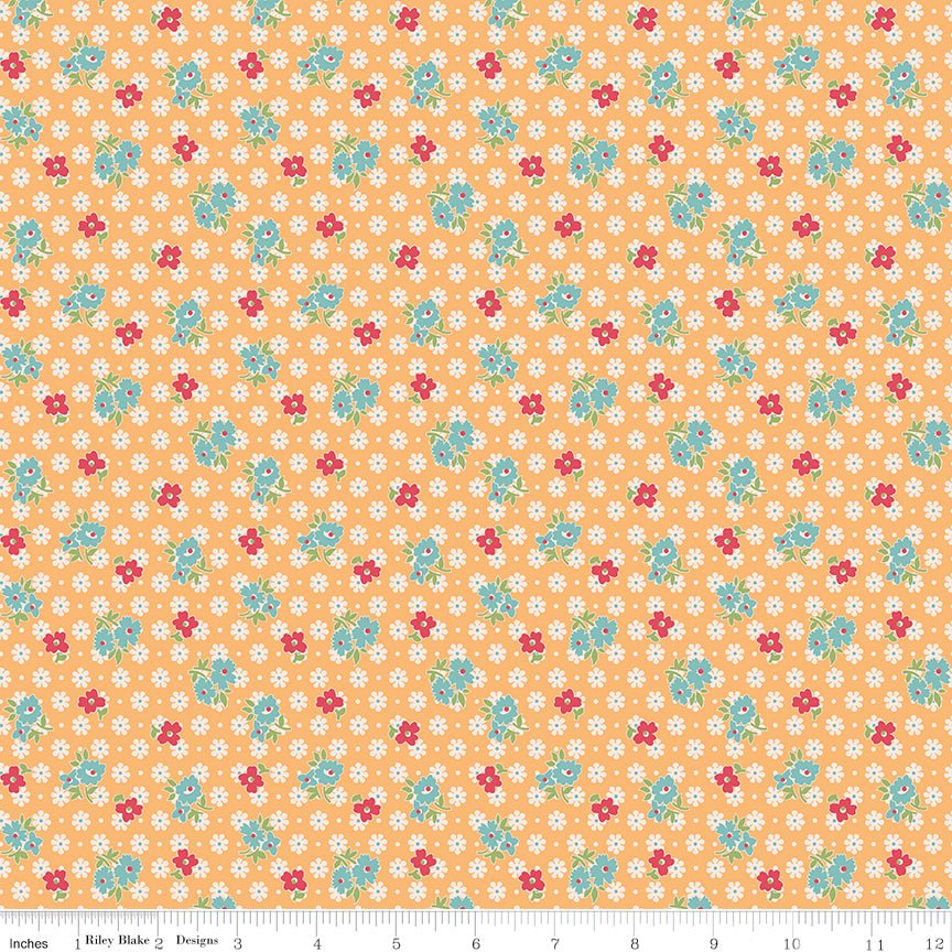 Farmer's Daughter Feedsack Marigold Fabric by the Yard or Fat Quarter - Lori Holt for Riley Blake Designs - Ray of Sonshine Design