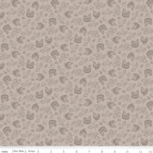 Farmer's Daughter Hens & Chicks Pewter Riley Blake Fabric by the Yard - Ray of Sonshine Design
