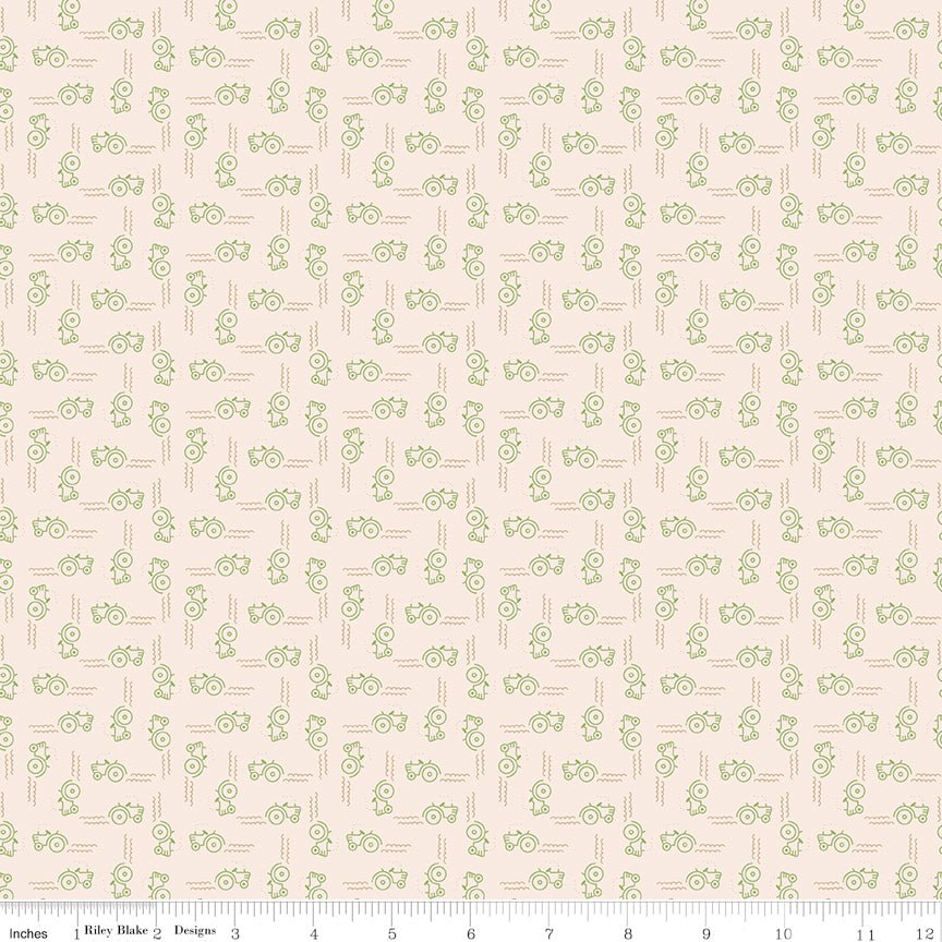 Farmer's Daughter Tractors Background Thyme Riley Blake Designs Fabric by the Yard - Ray of Sonshine Design