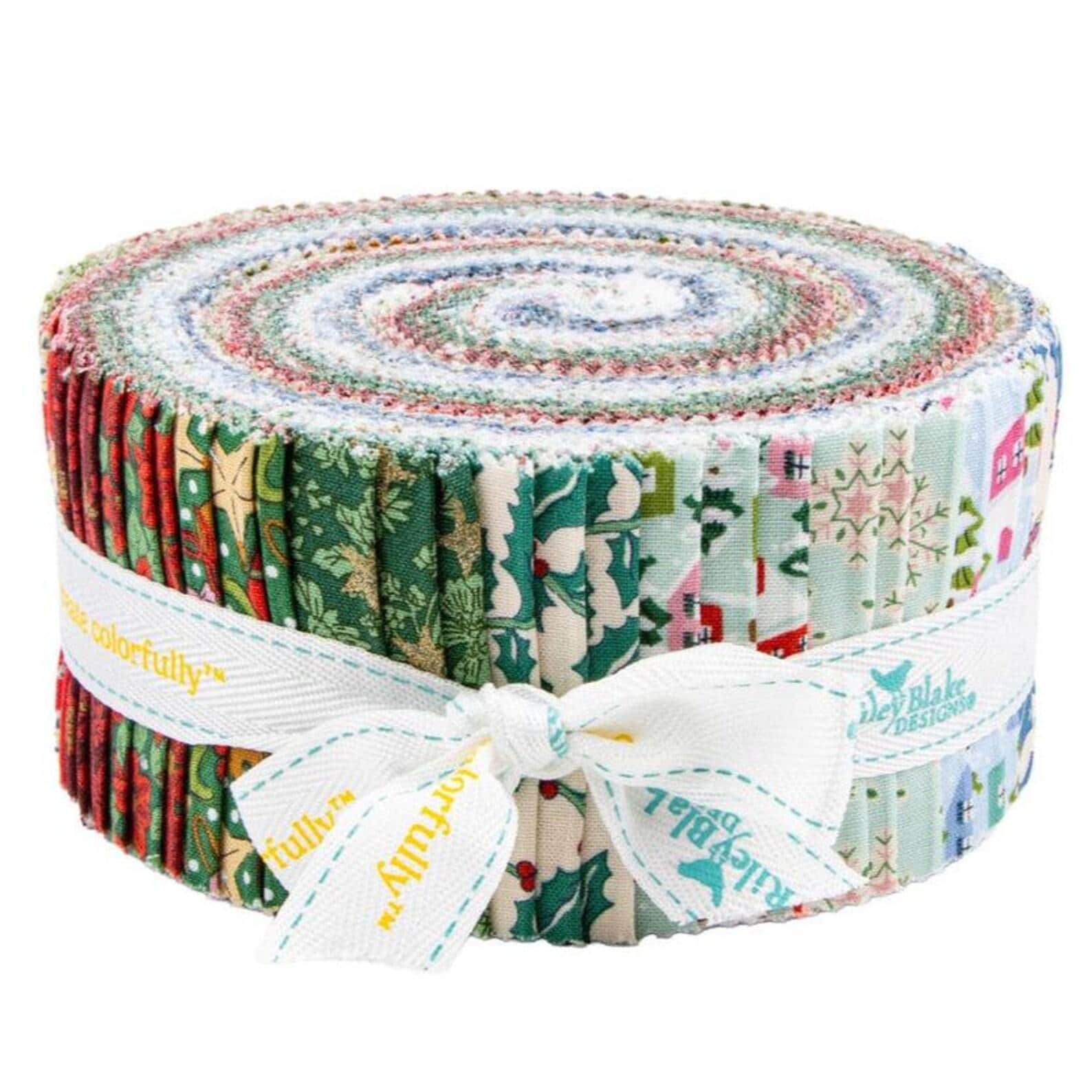 Festive Greetings 2 1/2" Rolie Polie - Jelly Roll - Holiday Fabric Riley Blake Designs - 40 piece Precut - RP - LFESGREET - 40 - Ray of Sonshine Design
