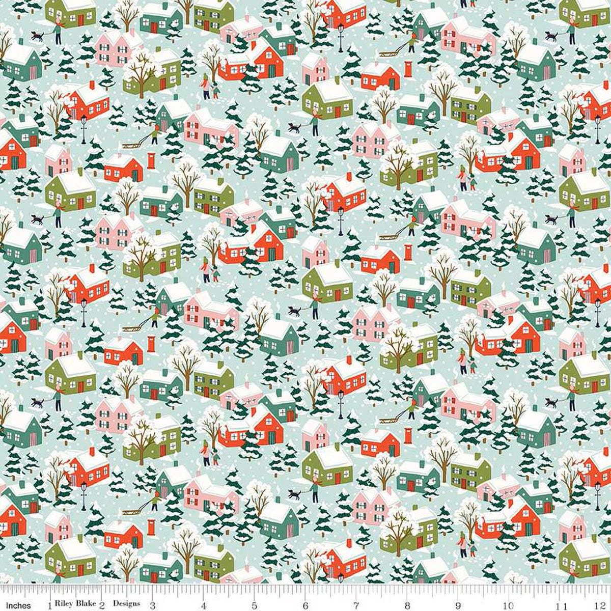 Festive Greetings Festive Village A - Liberty Fabrics Lasenby Cotton by the Yard for Riley Blake - Christmas Fabric - 01667430A - Ray of Sonshine Design