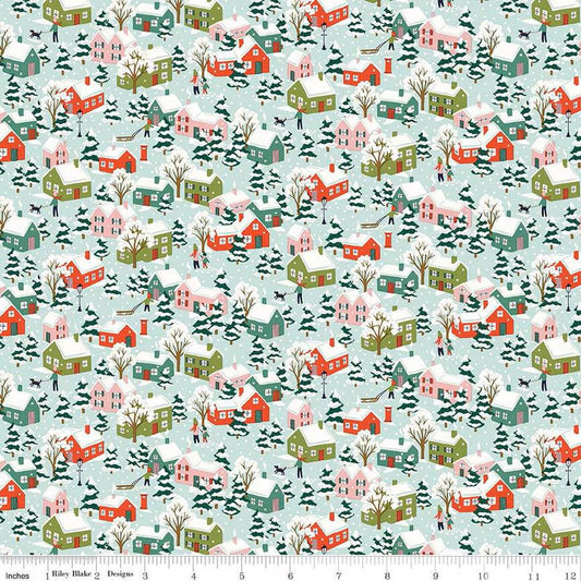 Festive Greetings Festive Village A - Liberty Fabrics Lasenby Cotton by the Yard for Riley Blake - Christmas Fabric - 01667430A - Ray of Sonshine Design