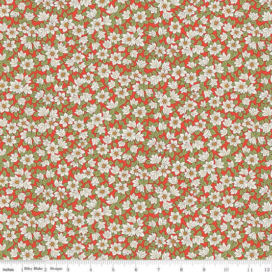 Festive Greetings Peaceful Poinsettias B - Liberty Fabrics Quilting Cotton - 01667434B - Liberty of London by the Yard for Riley Blake - Ray of Sonshine Design