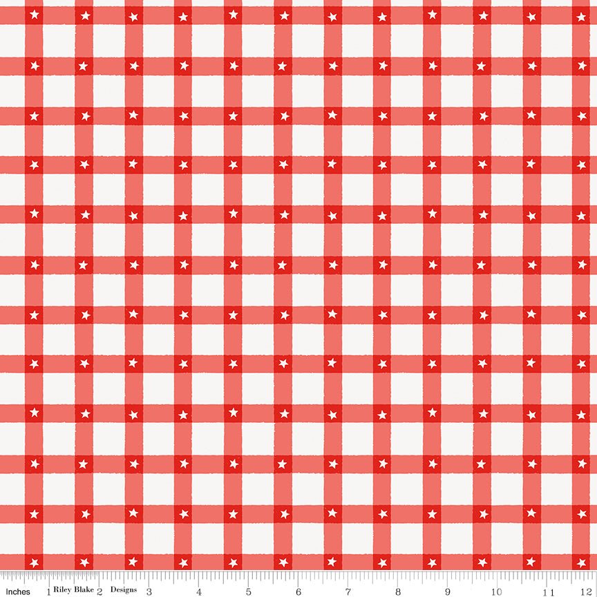 Firecracker Plaid Red Hen Fabric — Riley Blake Designs 100% Cotton (By the Yard) - Ray of Sonshine Design
