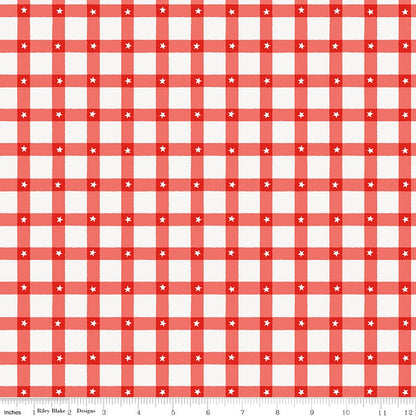 Firecracker Plaid Red Hen Fabric — Riley Blake Designs 100% Cotton (By the Yard) - Ray of Sonshine Design