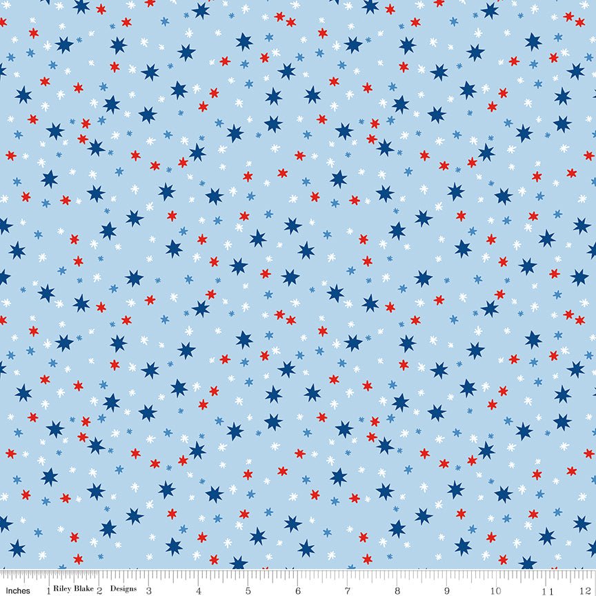 Firecracker Stars Frost Quilting Cotton Fabric by the Yard - Ray of Sonshine Design