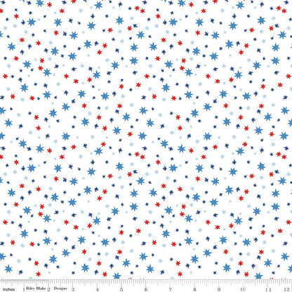 Firecracker Stars White - Scattered Stars Quilting Cotton Fabric by the Yard - Ray of Sonshine Design