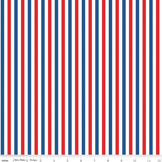 Firecracker Stripes Multi by Riley Blake — 1/4" Stripe Quilting Cotton (By the Yard) - Ray of Sonshine Design