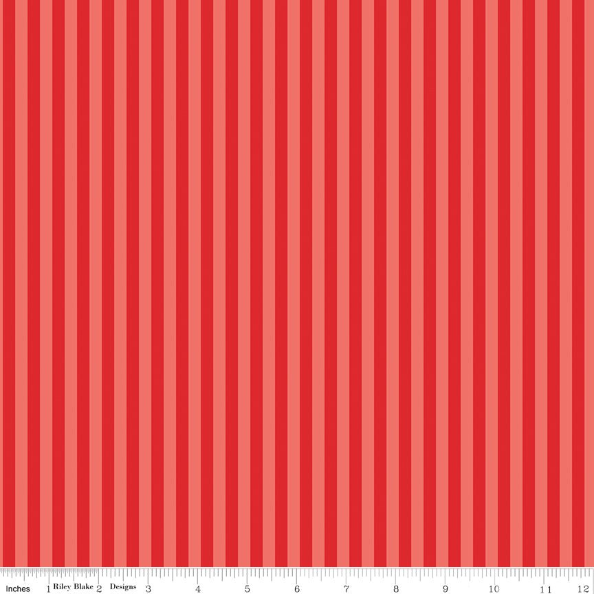 Firecracker Stripes - Red Hen by My Mind's Eye for Riley Blake (Fabric by the Yard) - Ray of Sonshine Design