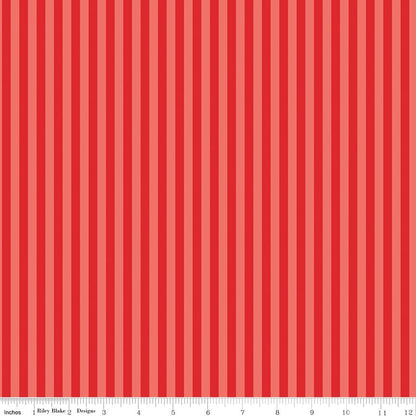 Firecracker Stripes - Red Hen by My Mind's Eye for Riley Blake (Fabric by the Yard) - Ray of Sonshine Design