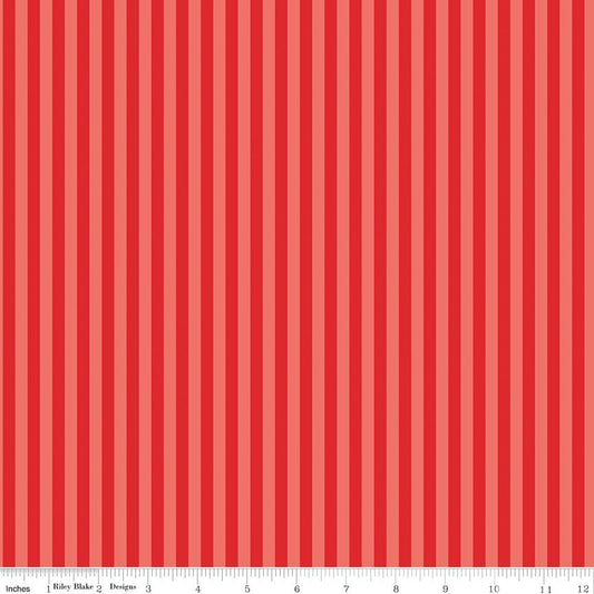 Firecracker Stripes - Red Hen by My Mind's Eye for Riley Blake (Fabric by the Yard) - Ray of Sonshine Design