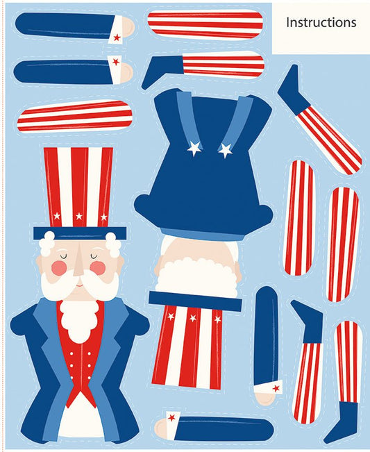 Firecracker Uncle Sam Panel Riley Blake Designs Fabric Panel 35 1/2 x 43 1/2 - Ray of Sonshine Design