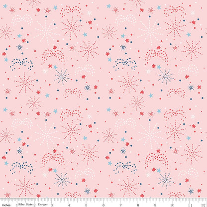 Firework Fields Fireworks Pink – Riley Blake Designs 100% Cotton Quilting Fabric (By the Yard) - Ray of Sonshine Design