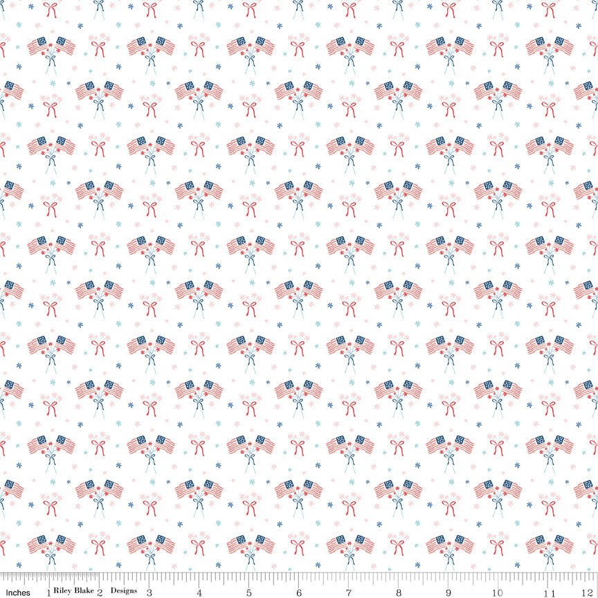 Firework Fields Flags White by Riley Blake Designs — Fabric by the Yard - Ray of Sonshine Design