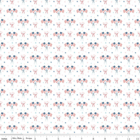 Firework Fields Flags White by Riley Blake Designs — Fabric by the Yard - Ray of Sonshine Design
