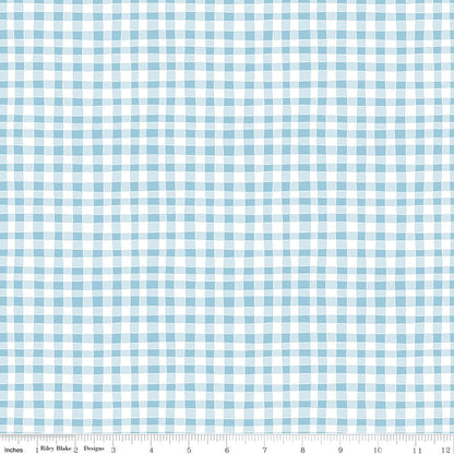 Firework Fields Gingham Light Blue Fabric by the Yard – Riley Blake Designs - Ray of Sonshine Design