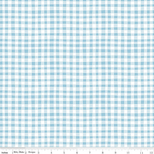 Firework Fields Gingham Light Blue Fabric by the Yard – Riley Blake Designs - Ray of Sonshine Design