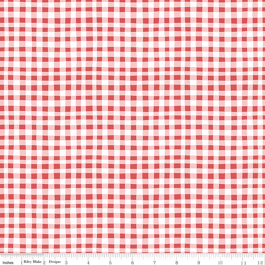 Firework Fields Gingham Red Fabric — Riley Blake Designs, 100% Cotton, By the Yard - Ray of Sonshine Design