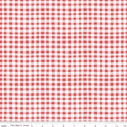 Firework Fields Gingham Red Fabric — Riley Blake Designs, 100% Cotton, By the Yard - Ray of Sonshine Design