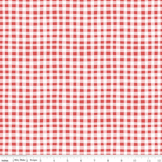 Firework Fields Gingham Red Fabric — Riley Blake Designs, 100% Cotton, By the Yard - Ray of Sonshine Design