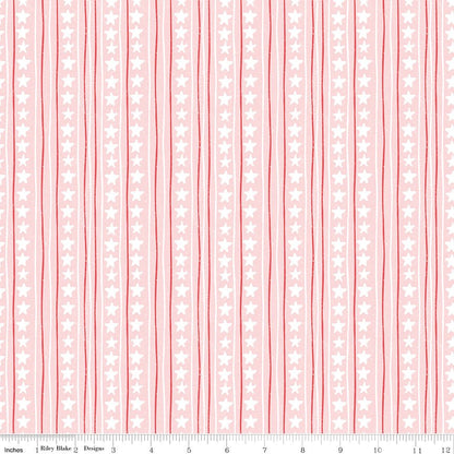 Firework Fields Stars & Stripes Pink by Gracey Larson — Fabric by the Yard - Ray of Sonshine Design