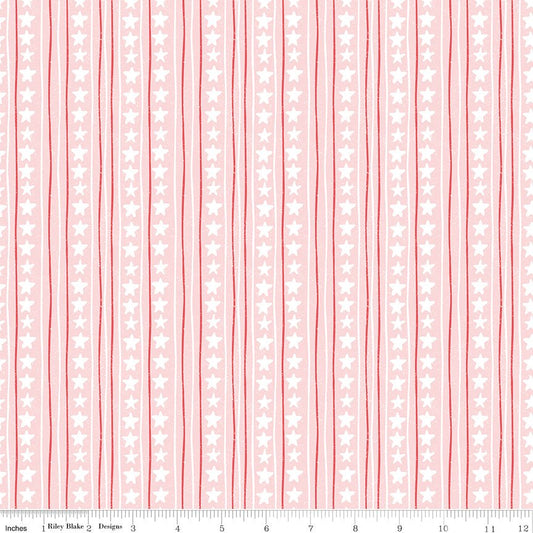 Firework Fields Stars & Stripes Pink by Gracey Larson — Fabric by the Yard - Ray of Sonshine Design