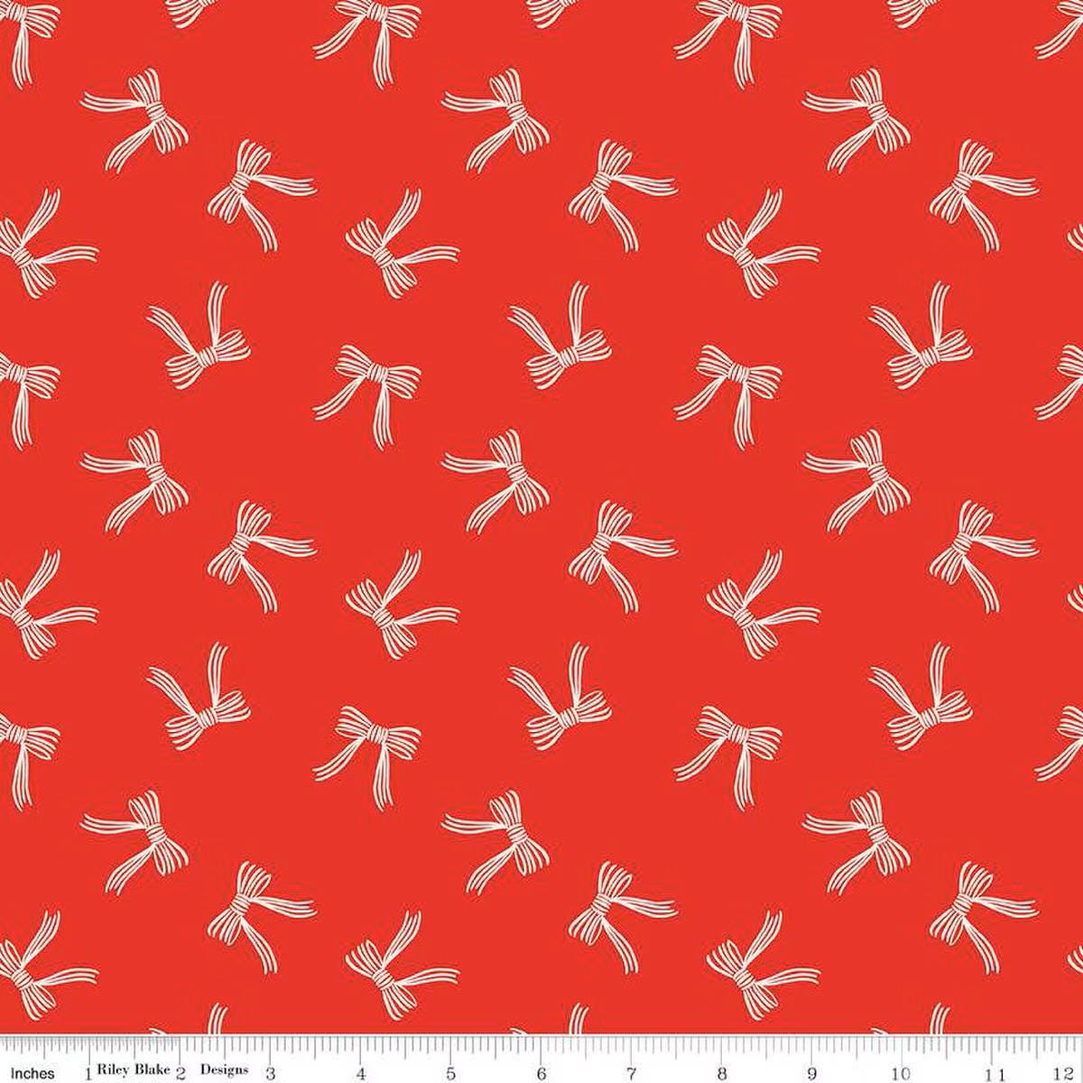 Flannel Bows Red - Riley Blake Designs - Fabric by the yard - F16525 - RED - Ray of Sonshine Design