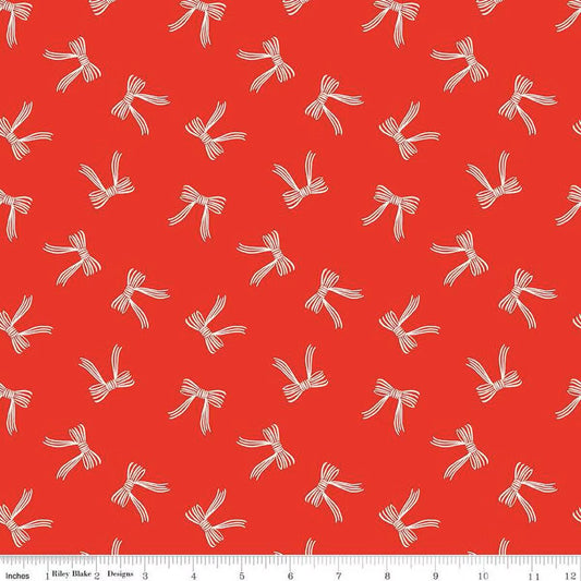 Flannel Bows Red - Riley Blake Designs - Fabric by the yard - F16525 - RED - Ray of Sonshine Design