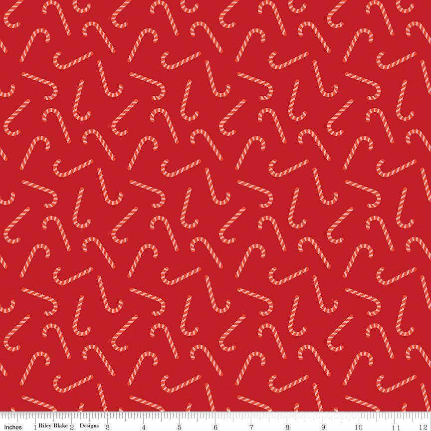 Flannel Candy Canes Red - Riley Blake Designs - Fabric by the yard - F16526 - RED - Ray of Sonshine Design