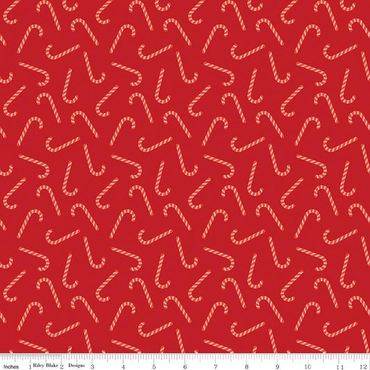 Flannel Candy Canes Red - Riley Blake Designs - Fabric by the yard - F16526 - RED - Ray of Sonshine Design