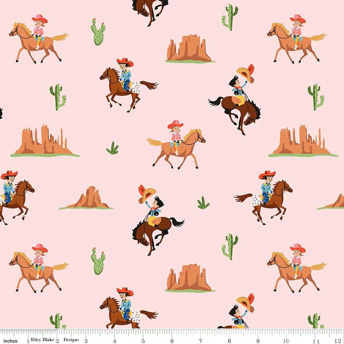 Flannel Lil Buckaroos Giddy Up Pink - Riley Blake Designs - Fabric by the yard - F16020 - PINK - Ray of Sonshine Design