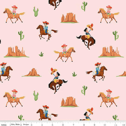Flannel Lil Buckaroos Giddy Up Pink - Riley Blake Designs - Fabric by the yard - F16020 - PINK - Ray of Sonshine Design