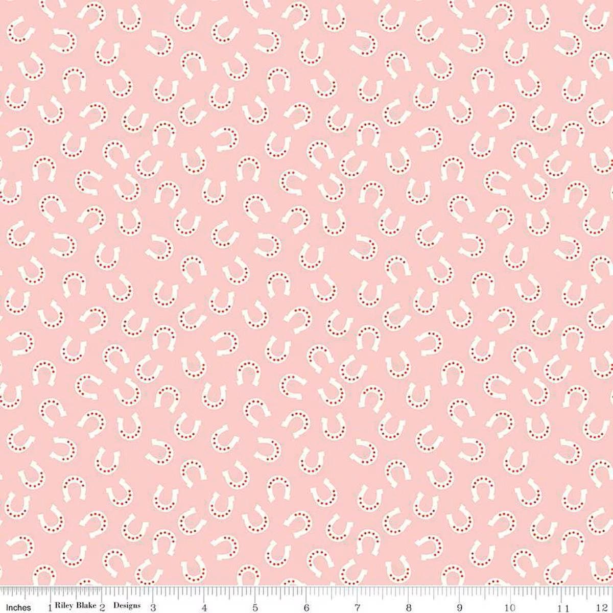 Flannel Lil Buckaroos Horseshoes Pink - Riley Blake Designs - Western Cotton Fabric - F16022 - PINK - Ray of Sonshine Design