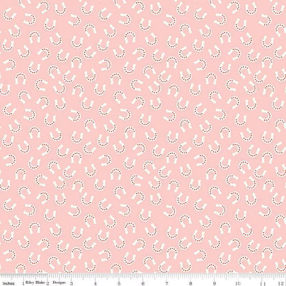 Flannel Lil Buckaroos Horseshoes Pink - Riley Blake Designs - Western Cotton Fabric - F16022 - PINK - Ray of Sonshine Design