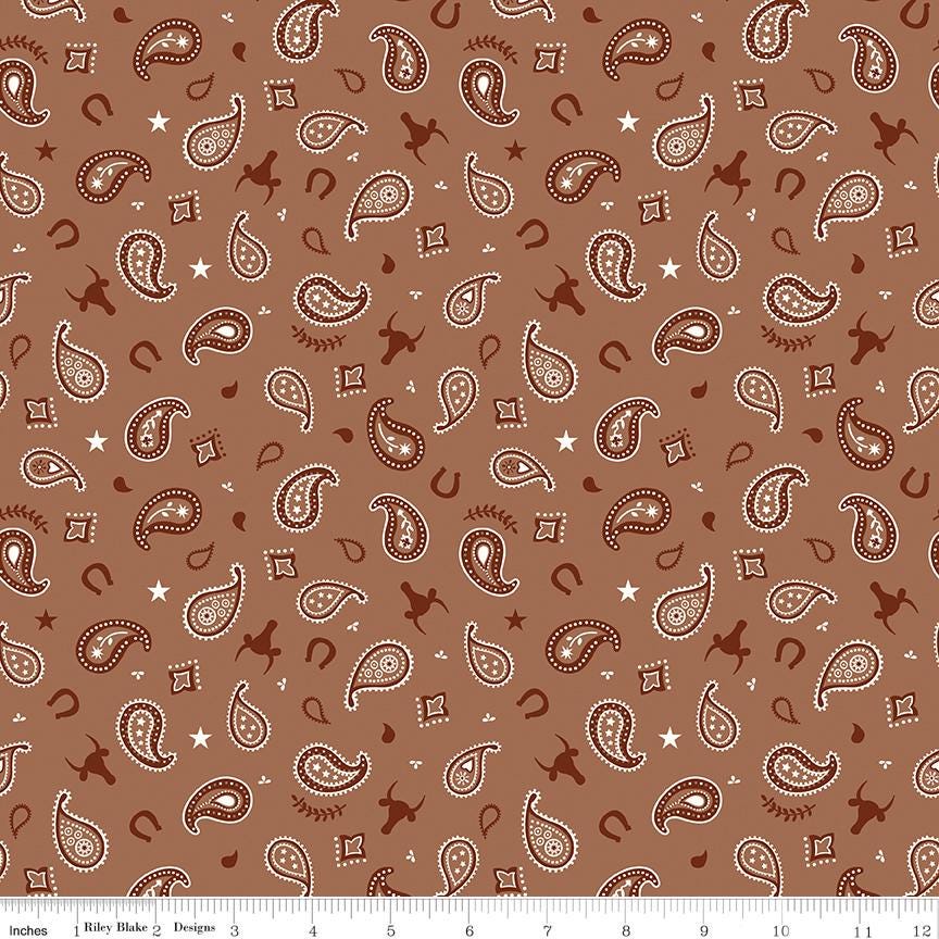 Flannel Lil Buckaroos Paisley Brown - Riley Blake Designs - FLANNEL Cotton Fabric - F16021 - BROWN - Ray of Sonshine Design