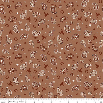 Flannel Lil Buckaroos Paisley Brown - Riley Blake Designs - FLANNEL Cotton Fabric - F16021 - BROWN - Ray of Sonshine Design