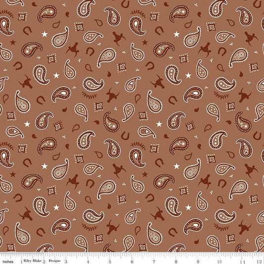Flannel Lil Buckaroos Paisley Brown - Riley Blake Designs - FLANNEL Cotton Fabric - F16021 - BROWN - Ray of Sonshine Design