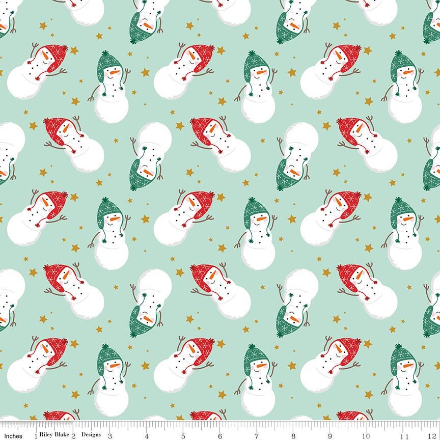 Flannel Snowmen Songbird - Riley Blake Designs - FLANNEL Cotton Fabric - F16522 - SONGBIRD - Ray of Sonshine Design