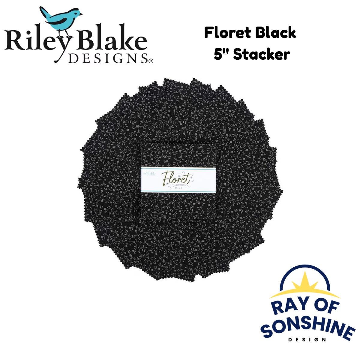 Floret Black 5" Stacker - Riley Blake Designs - Precuts - Ray of Sonshine Design