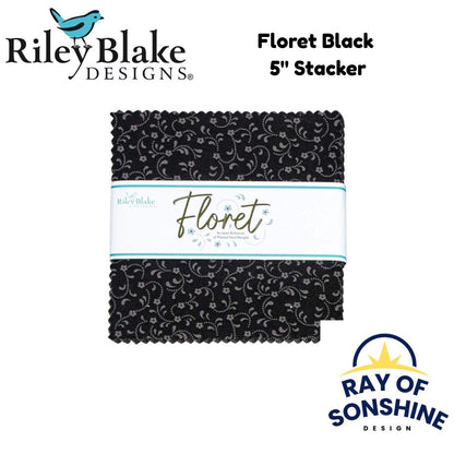 Floret Black 5" Stacker - Riley Blake Designs - Precuts - Ray of Sonshine Design