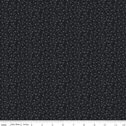 Floret Black - Riley Blake Designs Basic Fabric - Cotton Fabric by the yard - C675 - BLACK - Ray of Sonshine Design