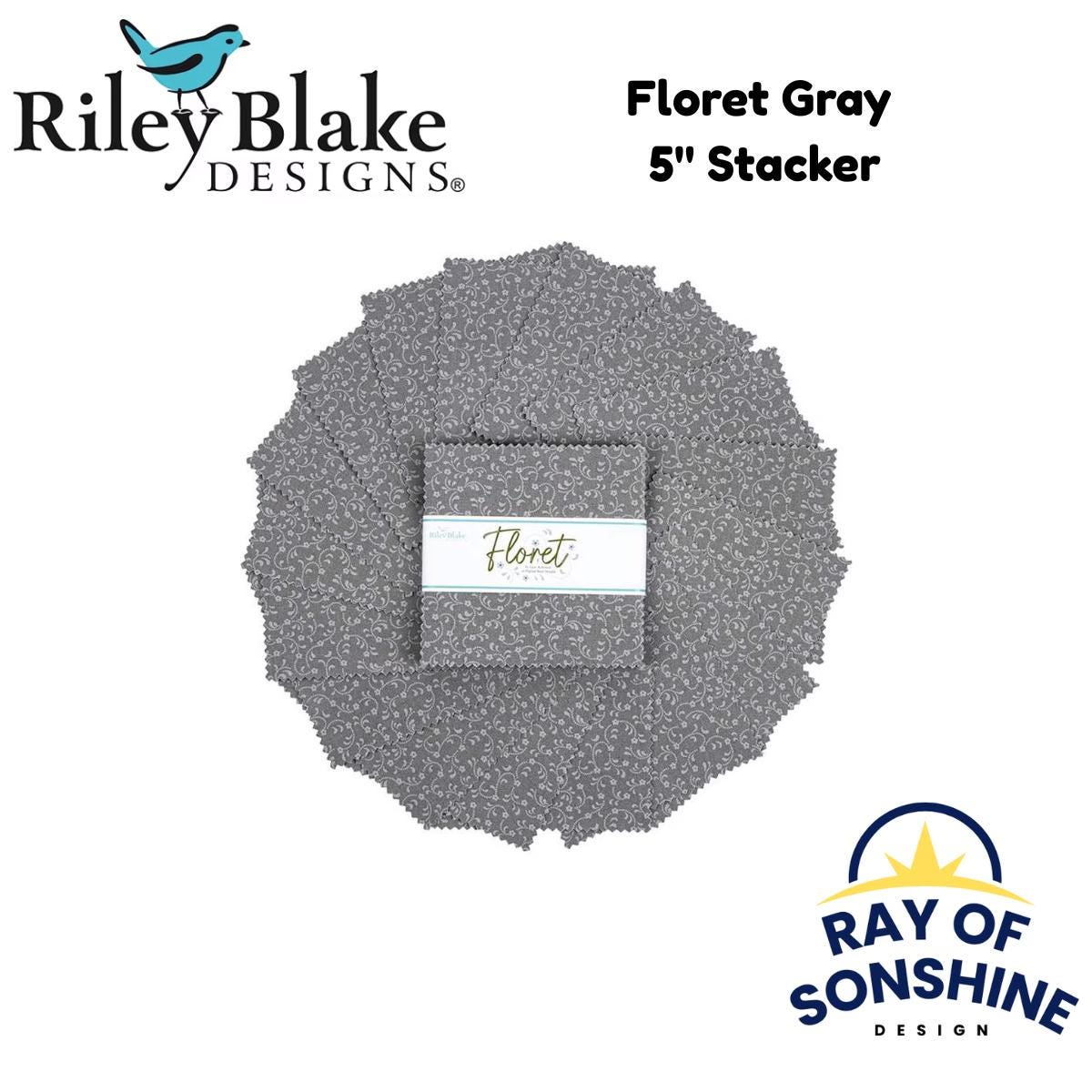 Floret Gray 5" Stacker - Riley Blake Designs - Precuts - Ray of Sonshine Design