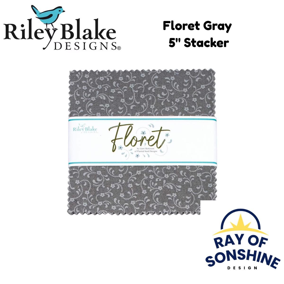 Floret Gray 5" Stacker - Riley Blake Designs - Precuts - Ray of Sonshine Design