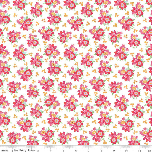 Flourish Bouquet White Riley Blake Designs Quilting Cotton Fabric by the Yard - Ray of Sonshine Design
