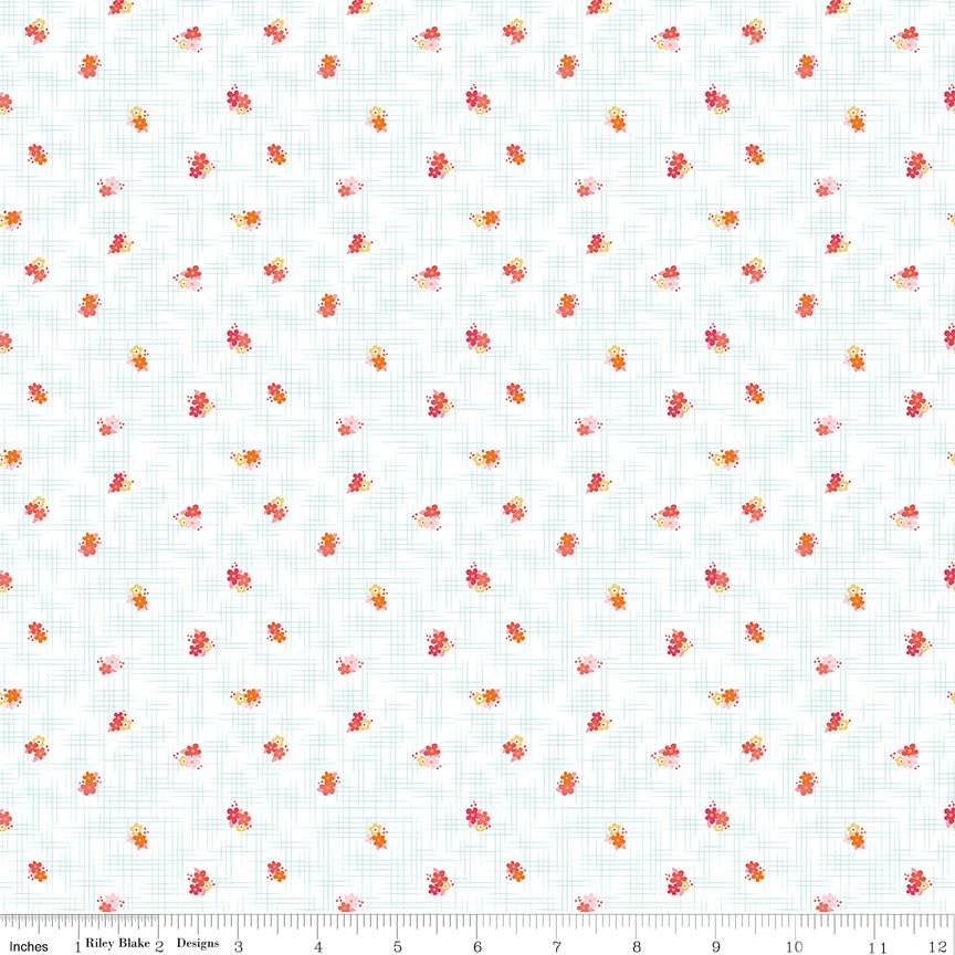 Flourish Ditsy Aqua Riley Blake Quilting Cotton Fabric by the Yard - Ray of Sonshine Design