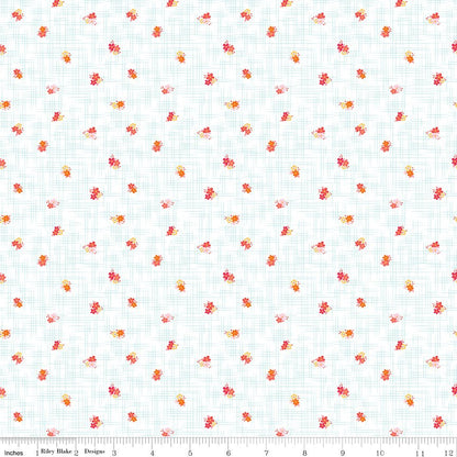 Flourish Ditsy Aqua Riley Blake Quilting Cotton Fabric by the Yard - Ray of Sonshine Design